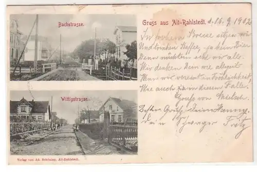 54845 Ak Salutation de Alt Rahlstedt Bachstraße et Wittigstraße 1902