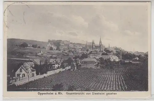 54820 Ak Oppenheim sur le Rhin Vue d'ensemble de Dienheim vu 1930