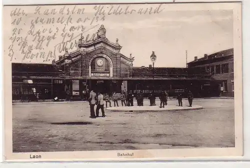 54787 Poste de terrain Ak Laon Gare de France 1ère Guerre mondiale 1916