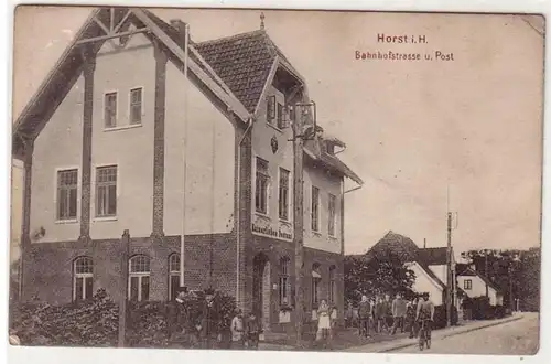 54735 Ak Horst in Holstein Bahnhofstrasse und Post 1909