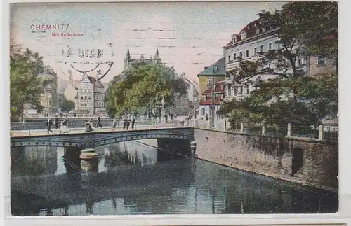 54725 Ak Chemnitz Nikolaibrücke 1910