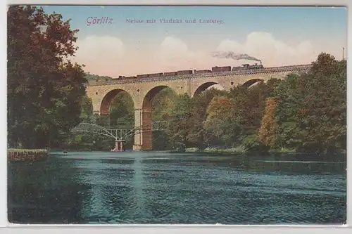 54716 Feldpost Ak Görlitz Neisse mit Viadukt und Laufsteg 1916