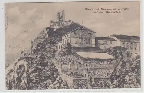 54715 Ak Plateau mit Restauration und Ruine auf dem Drachenfels 1914