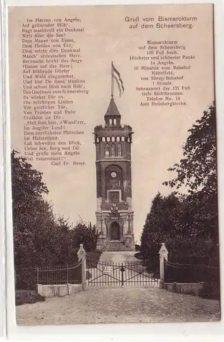 54691 Ak Salutation du Bismarcturm sur le Scheersberg 1914