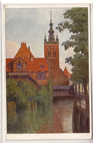 54685 Ak Danzig Müllergewerkshaus mit Katharinenkirche um 1930