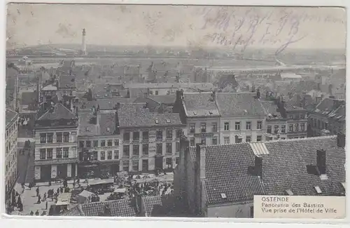 54681 Ak Ostende Panorama des Bassins Vue prise de l'Hotel de Ville 1914