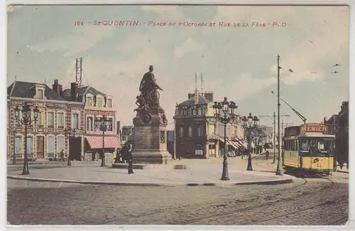 54668 Feldpost Ak St. Quentin Place du 8 Octobre et Ru de la Fere 1916
