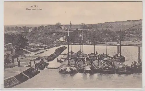 54665 Feldpost Ak Givet France Frankreich Maas und Hafen 1915