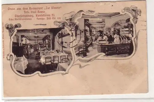 54624 Ak Gruß aus dem Restaurant "Zur Klause" Charlottenburg 1912