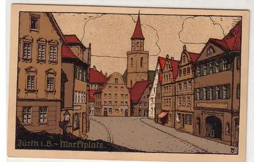 54619 Künstler Stein Zeichnung Ak Fürth i.B. Marktplatz um 1920