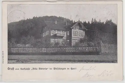 54575 Ak Salutation du Kurhause "Villa Viktoria" à Wolfshagen im Harz 1907