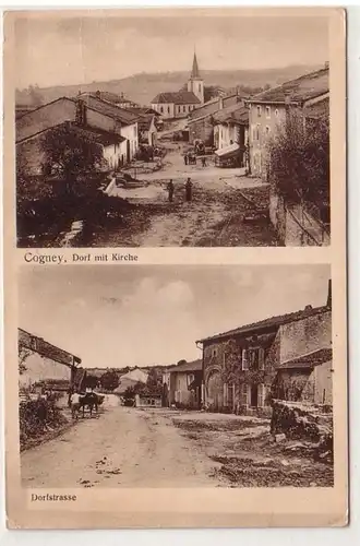 54539 Multi-image Ak Cogney France France Village avec église et rue du village 1917