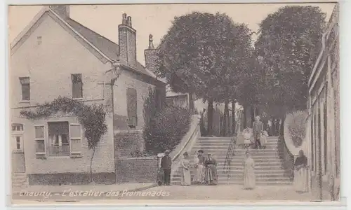 54537 Poste de terrain Ak Chauny l'escalier du Promenade 1916