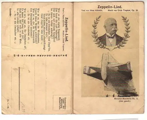 54518 Double pli Ak Zeppelin chanson vers 1920