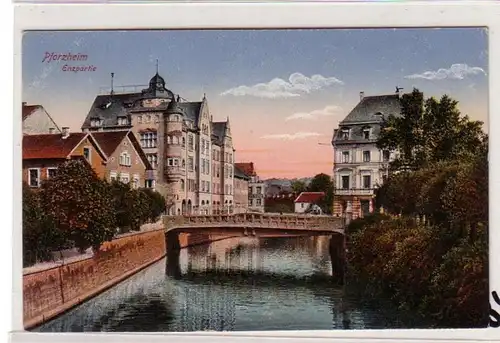 54498 Ak Pforzheim Enzpartie avec pont vers 1910