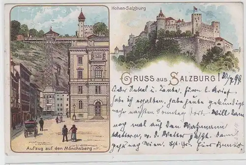 54492 Ak Lithographie Salutation de Salzbourg 1899