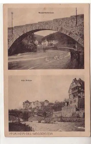 54489 Ak Pforzheim Dill Weissenstein Wasserfallbrücke alte Brücke um 1930