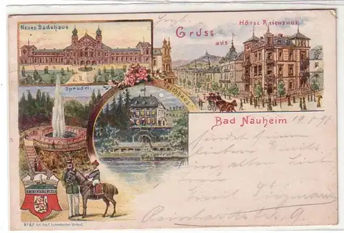 54486 Ak Lithographie Gruss de Bad Nauheim 1898