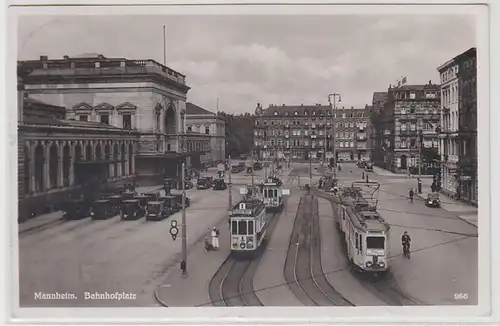 54468 Ak Mannheim gare avec tramways 1935