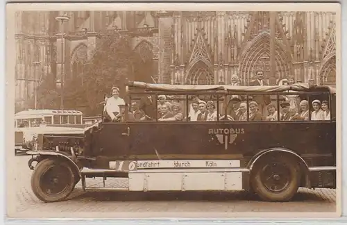 54463 Photo Ak Cologne Tours de la ville Bus avant la cathédrale vers 1930