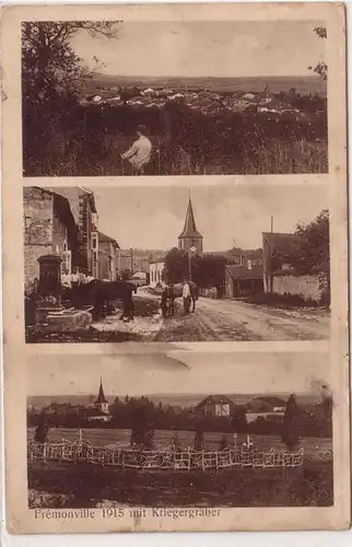 54427 Poste de terrain Ak Frémonville avec des tombes de guerriers 1916