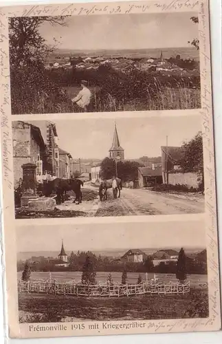 54415 Poste de terrain Ak Frémonville avec des tombes de guerriers 1915