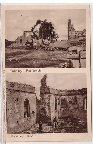 54413 Feldpost Ak Harbouey Frankreich France zerstörte Kirche 1916