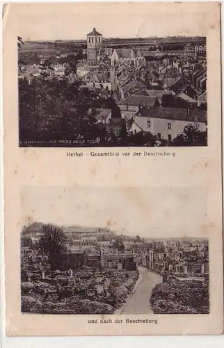 54411 Feldpost Ak Rethel Frankreich France Gesamtbild vor der Beschießung 1917
