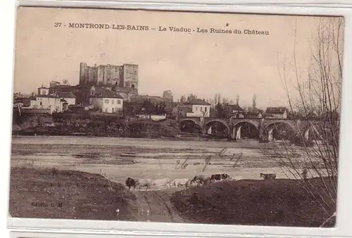 54403 Ak Montrand les Bains le Viaduc les Ruines du Chateau 1914