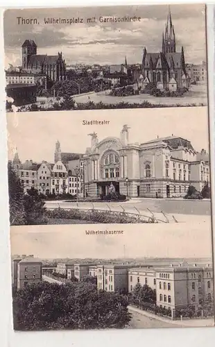 54370 Multi-image Ak Thorn Wilhelmsplatz avec Église de garnison 1914