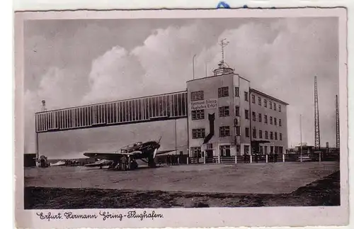 54331 Ak Flughafen Erfurt mit Propeller Flugzeug 1942