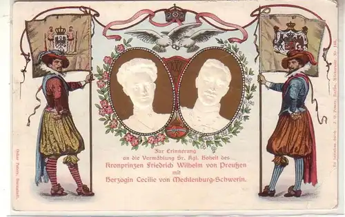 54328 Präge Ak Vermählung Kronprinz Wilhelm mit Cecilie von Mecklenburg Schwerin