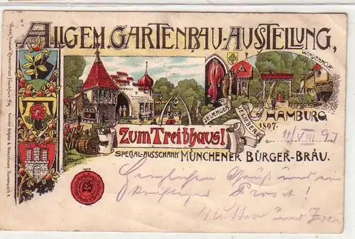 54320 Ak Lithographie générale Exposition horticole Hambourg 1897