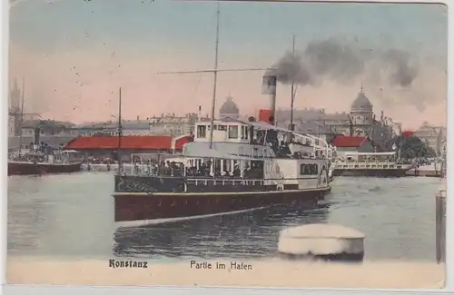 54287 Ak Constance Lot au port avec vapeur 1916