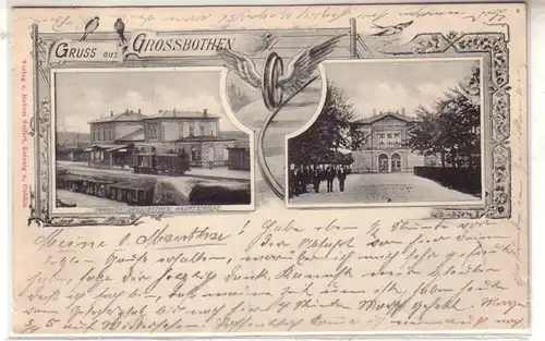 54281 Mehrbild Ak Gruß aus Großbothen Bahnhof 1902