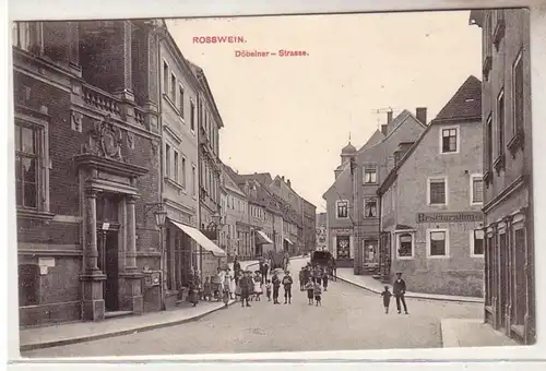 54276 Ak Rosswein Döbelner Strasse mit Restaurant 1914