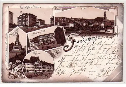 54260 Ak Lithographie Gruß aus Frankenberg 1900