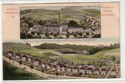 54252 Ak Gruß aus Eppendorf Schuhfabrik Haug & Leonhardt 1914