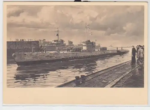 54240 Ak Deutsches U-Boot von Feindfahrt zurück um 1940