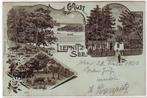 54230 Carte de la Lune Salutation du Lac de Liepnitz 1900