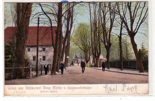54228 Ak Salutation de Restaurant Neue Mühle près de Königswusterhausen 1907