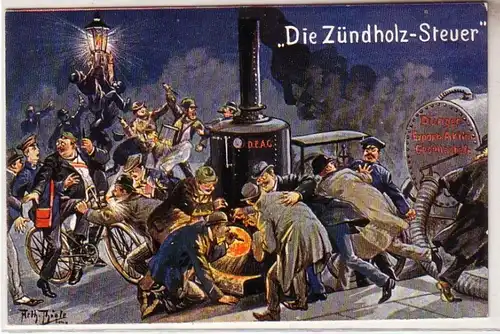 54197 Künstler Ak Arthur Thiele "Die Zündholzsteuer" um 1915