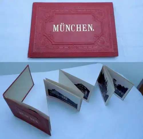 54193 Bilder Leporello Album von München mit 30 ausklappbaren Seiten um 1900