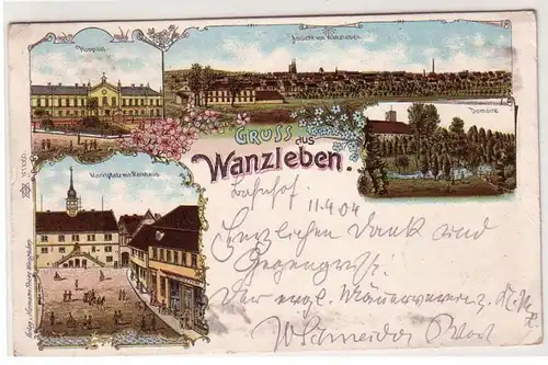 54164 Ak Lithographie Gruss aus Wanzleben Hospital usw. 1904