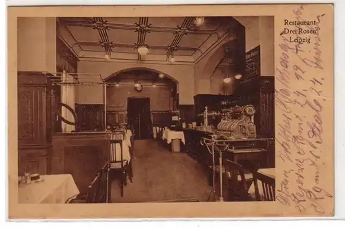 54163 Feldpost Ak Leipzig Restaurant "Drei Rosen" 1914