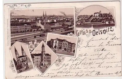 54141 Ak Lithographie Gruß aus Oelsnitz im Voigtland 1899