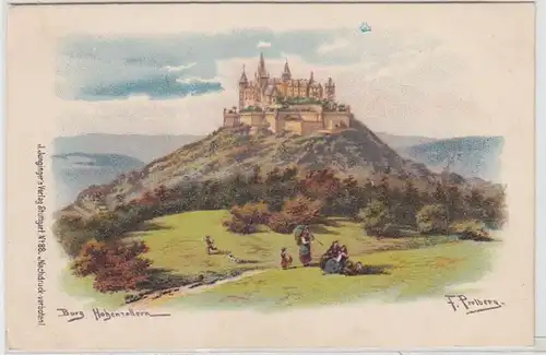 54100 Künstler Ak Burg Hohenzollern mit Glitter um 1900