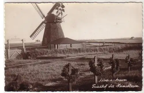 54097 Ak brouillard sur Amrum cimetière du moulin à vent sans domicile vers 1940