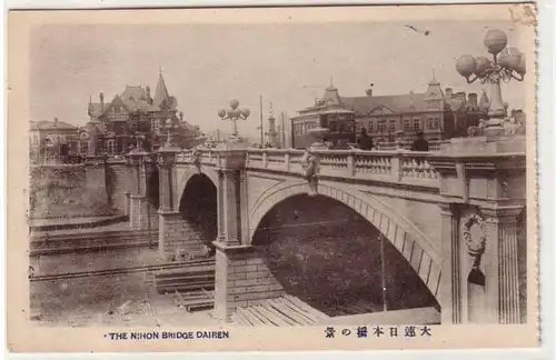 54096 Ak The Nihon Bridge Dairen China um 1920