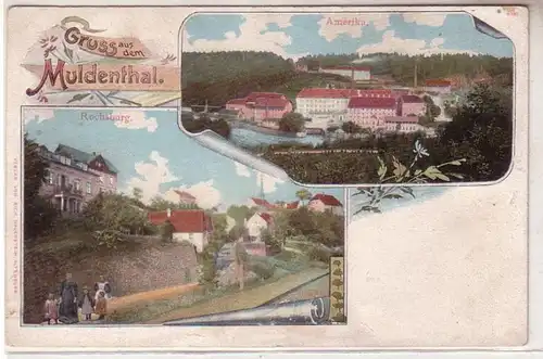 54072 Mehrbild Ak Gruß aus dem Muldenthal Rochsburg und Amerika um 1910
